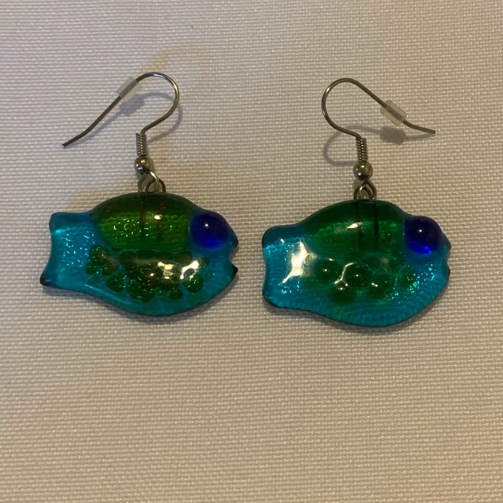 Artisan Created Glass Fish Earrings